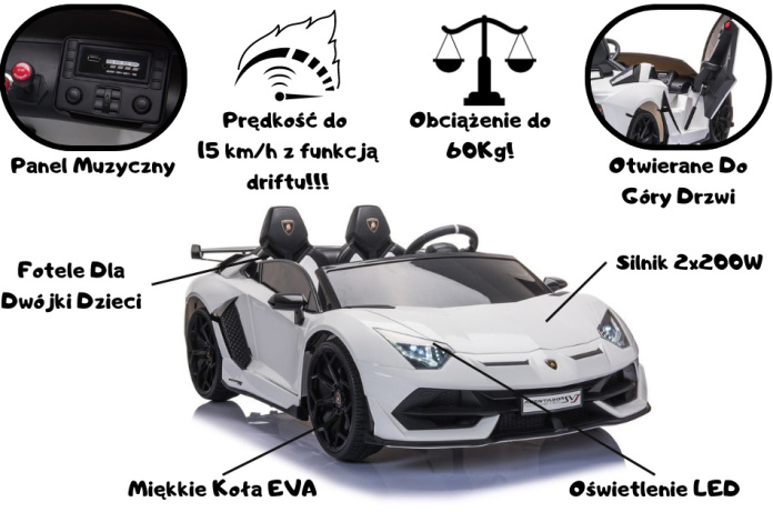 Lamborghini Aventador SVJ Roadster - Auto na Akumulator dla Dzieci